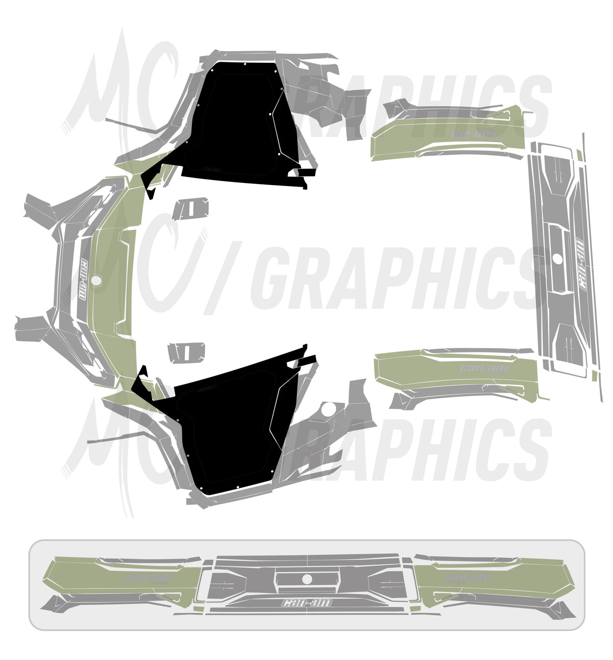 CAN AM TRAXTER HD11 2026+ - PORTES RIGIDE TRANSPARENTES - TEMPLATE