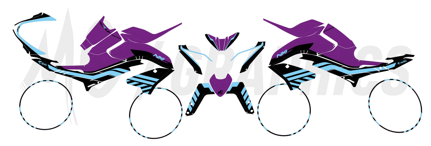 CF GP - PLAQUE VIOLETTE LIGHT CYAN - CF MOTO NK 800 2023+ - BIGGER SERIES