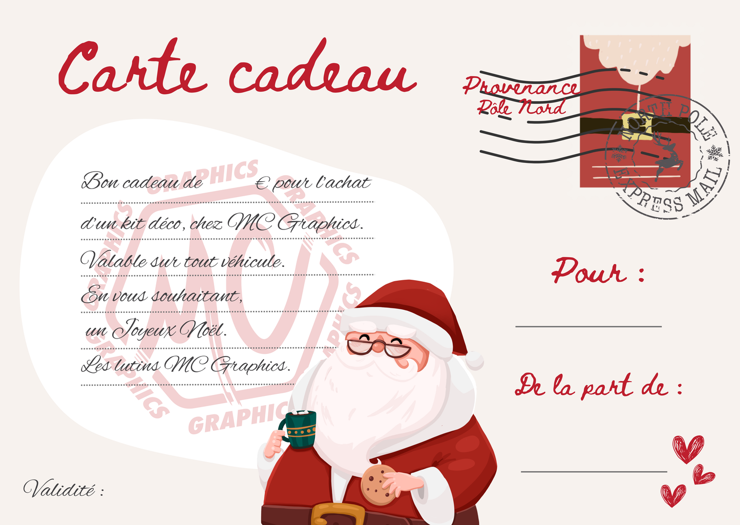 Carte-cadeau Noël MC GRAPHICS