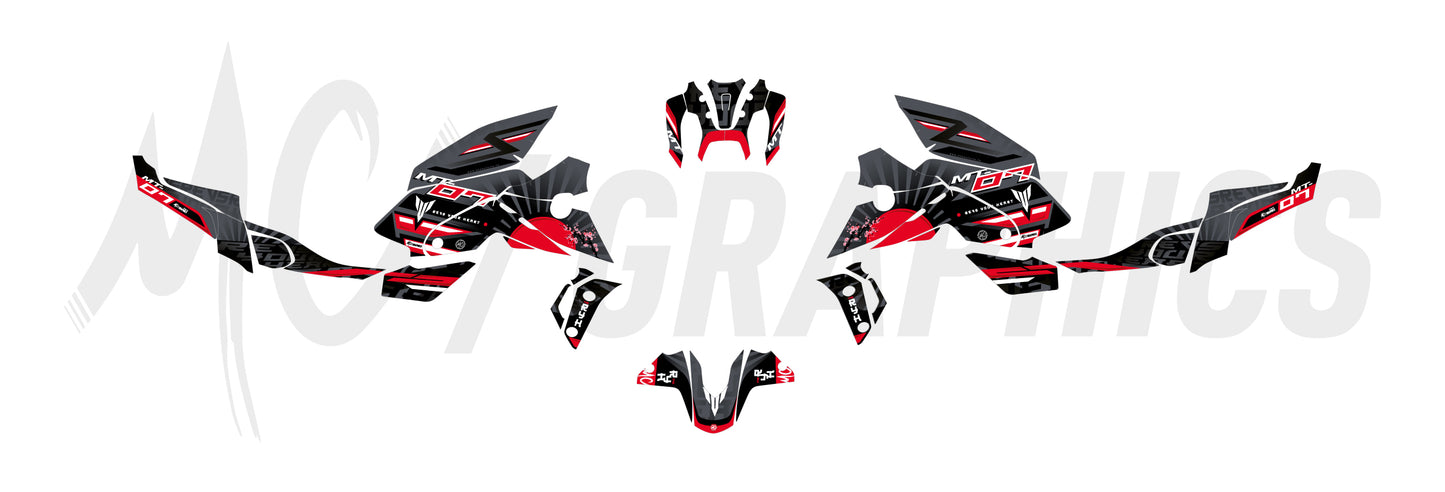 SAKURA - GRIS ROUGE - YAMAHA MT07 2021 à 2024 - LIGHTER SERIES