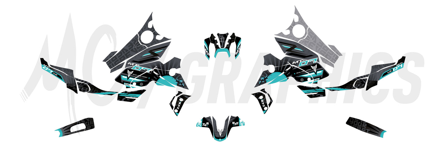 SAKURA - GRIS TURQUOISE - YAMAHA MT07 2021 à 2024 - BIGGER SERIES